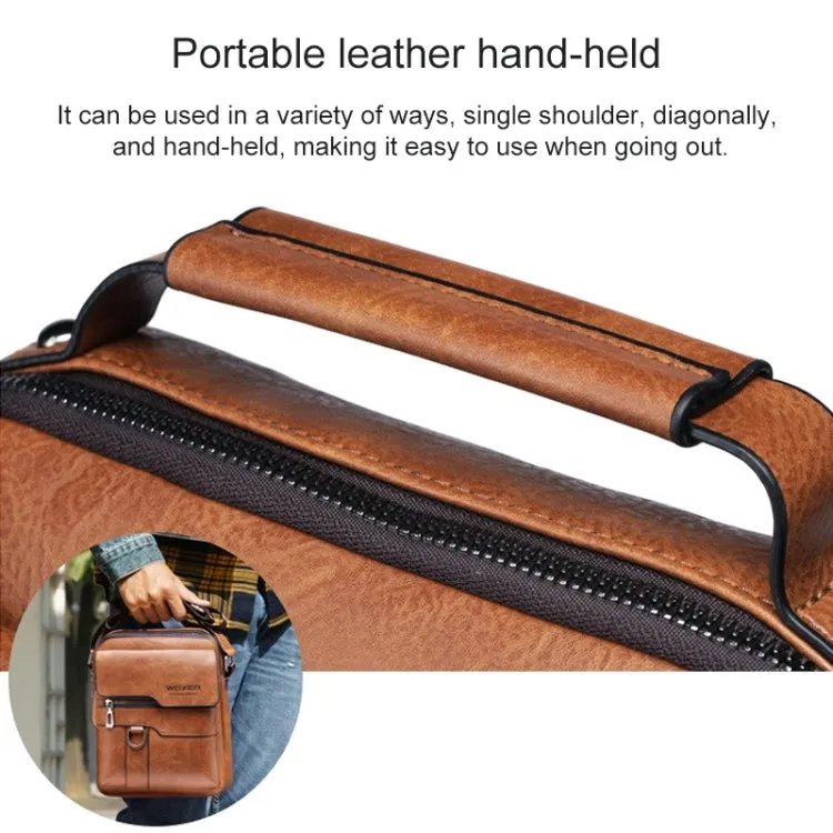 WEIXIER 8642 Men Business Retro PU Leather Handbag Crossbody Bag, Size: 27.5 x 22.5 x 9cm (Brown)