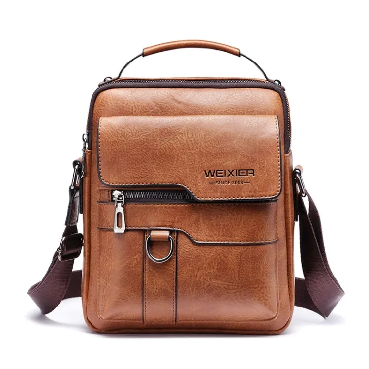 WEIXIER 8642 Men Business Retro PU Leather Handbag Crossbody Bag, Size: 27.5 x 22.5 x 9cm (Brown)