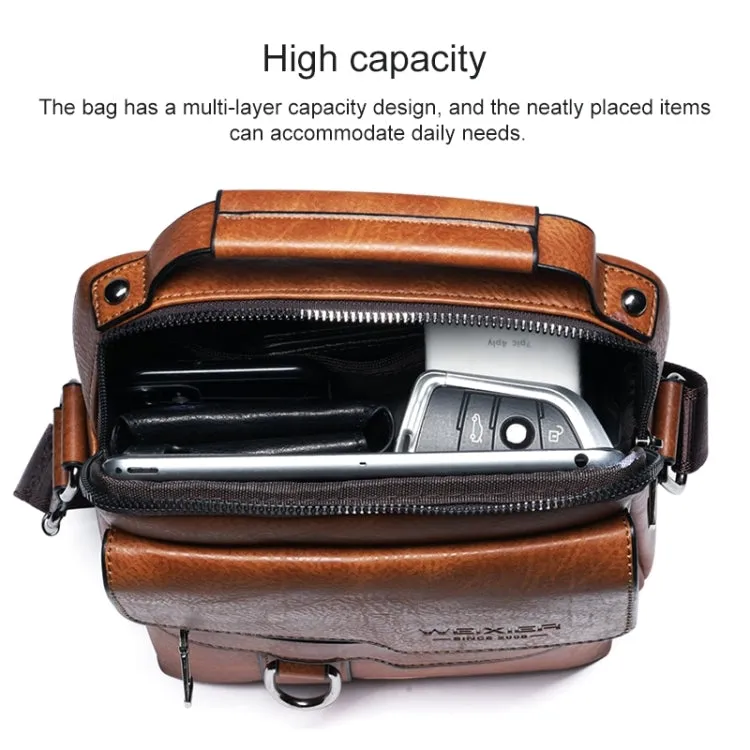 WEIXIER 8642 Men Business Retro PU Leather Handbag Crossbody Bag, Size: 27.5 x 22.5 x 9cm (Brown)