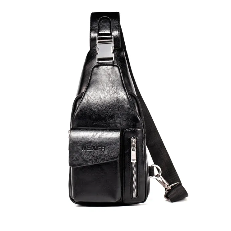 WEIXIER 9525 Men Leisure Style PU Leather Single Shoulder Crossbody Bag (Black)