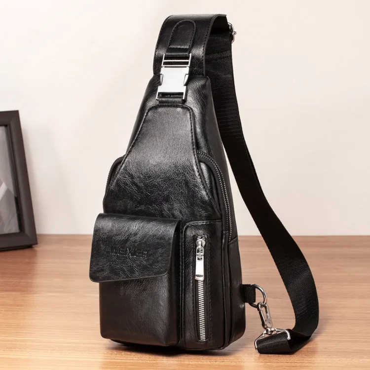 WEIXIER 9525 Men Leisure Style PU Leather Single Shoulder Crossbody Bag (Black)