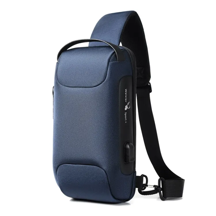 WEIXIER 9530 Men Oxford Cloth Chest Bag Anti-theft Crossbody Bag Sports Backpack(New Blue)