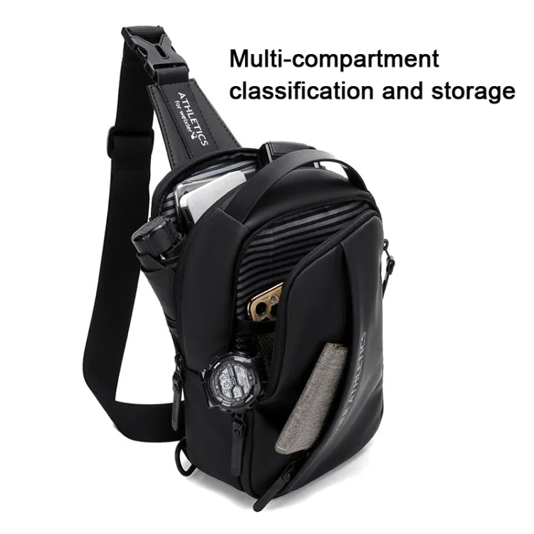 WEIXIER  X313 Men Chest Bag Crossbody Casual Small Bag Shoulder Bag External USB Port(Black Gold)