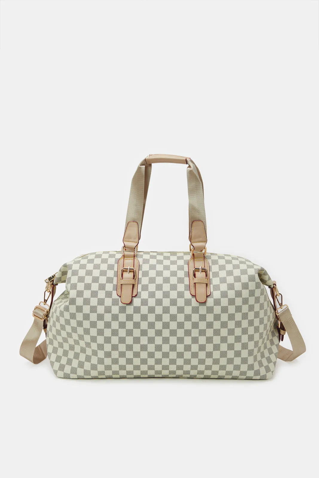 Women Beige Printed Duffle Bag