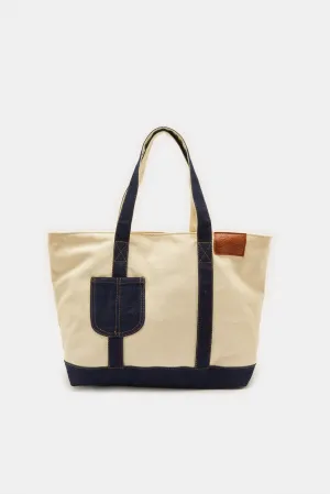 Women Beige Shopper With Handles