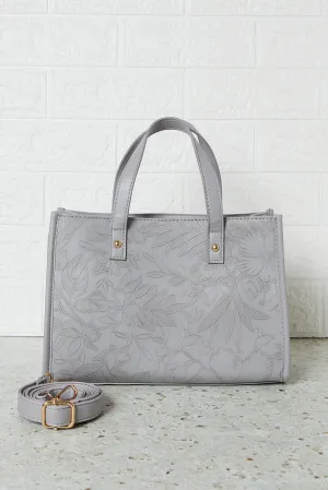 Women Grey Embossed Messenger Bag