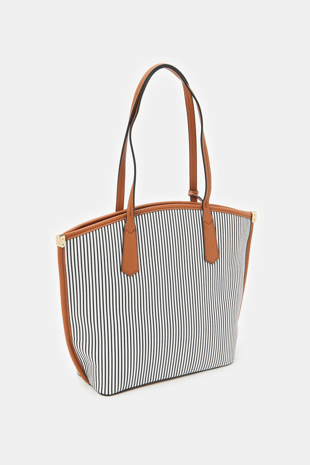 Women Multicolour Stripe Tote Bag