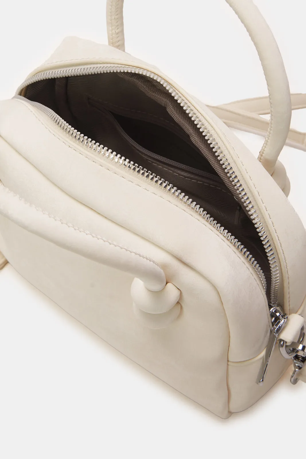 Women White Embellished Handbag