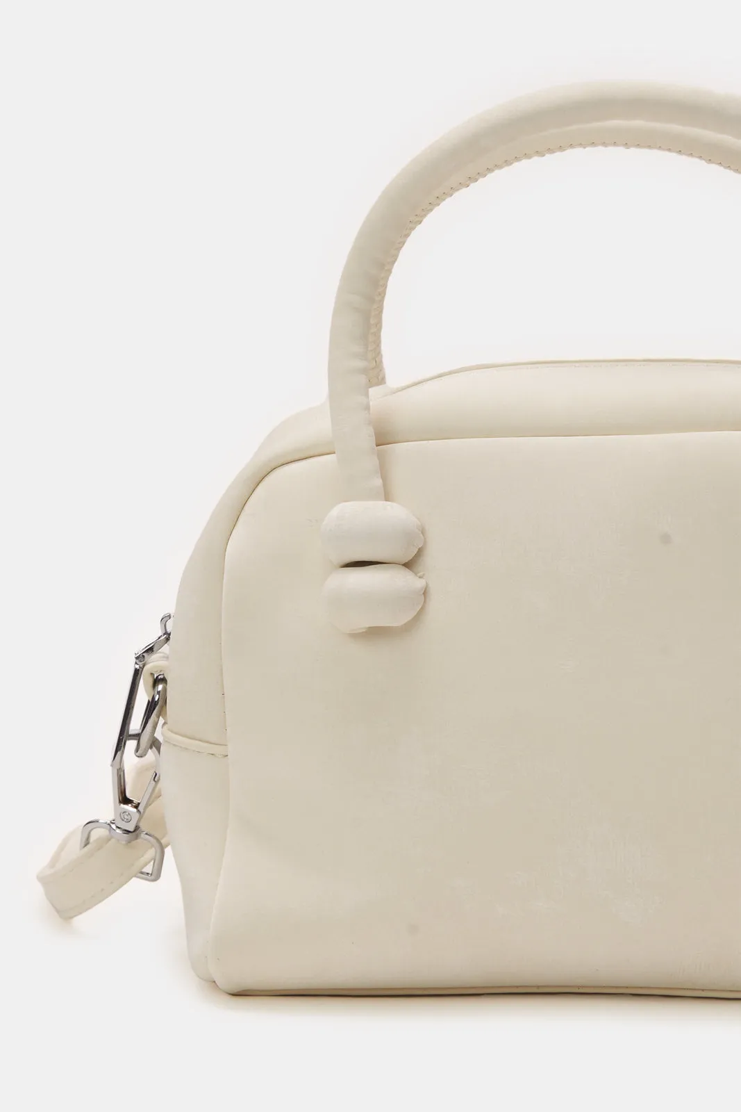 Women White Embellished Handbag