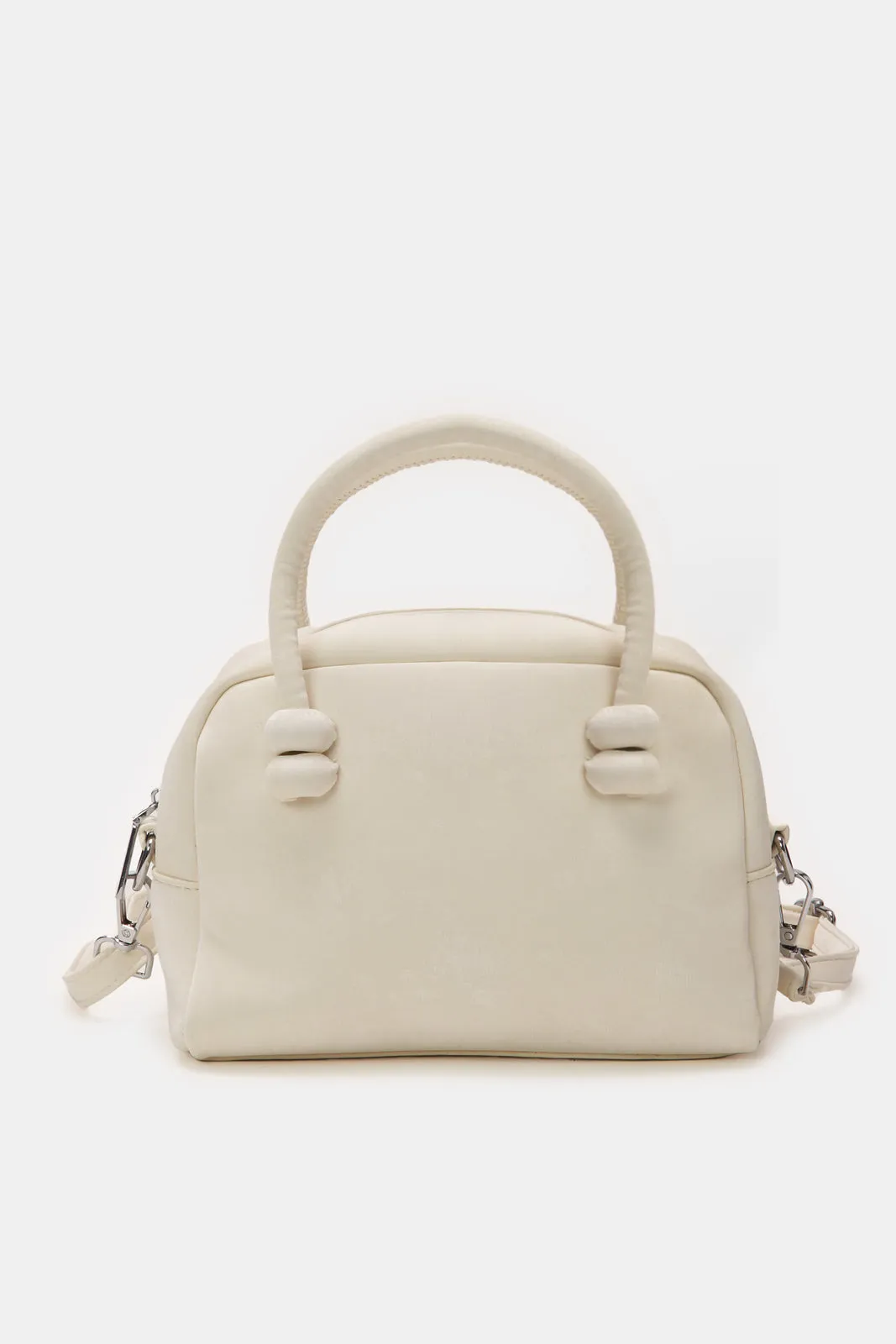 Women White Embellished Handbag