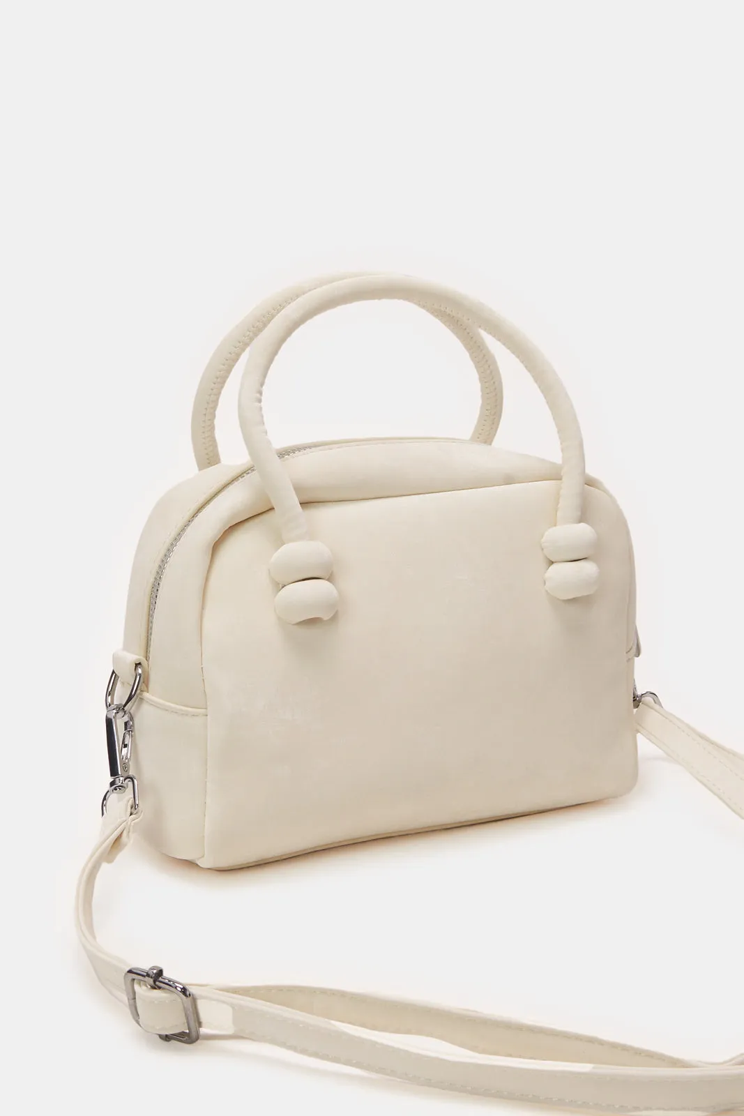 Women White Embellished Handbag