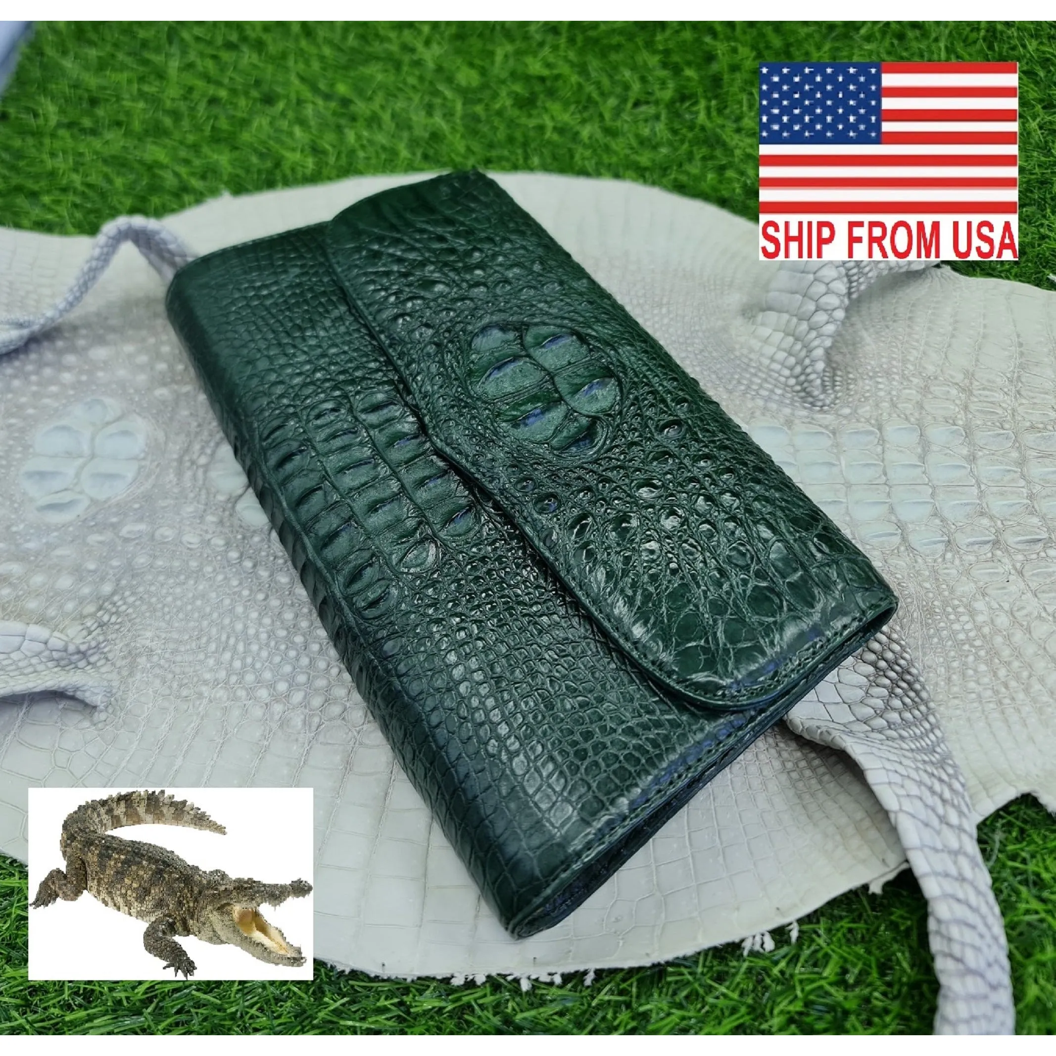 Womens Leather Alligator Handbag Handmade Luxury  Leather Bag - Work Bag Women - Green Leather Satchel Purse XACH-03